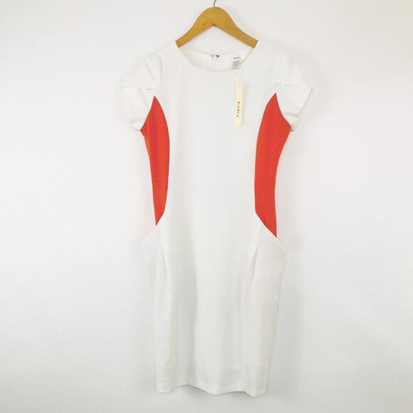 Esley for Lulus Orange White Woven Sheath Dress NWT - Picture 3 of 9